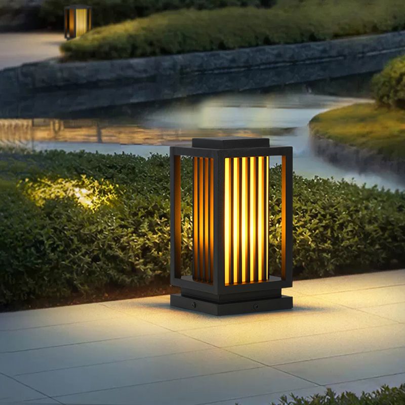 Rectangular Pillar Lamp Modern Black Outdoor Waterproof Light