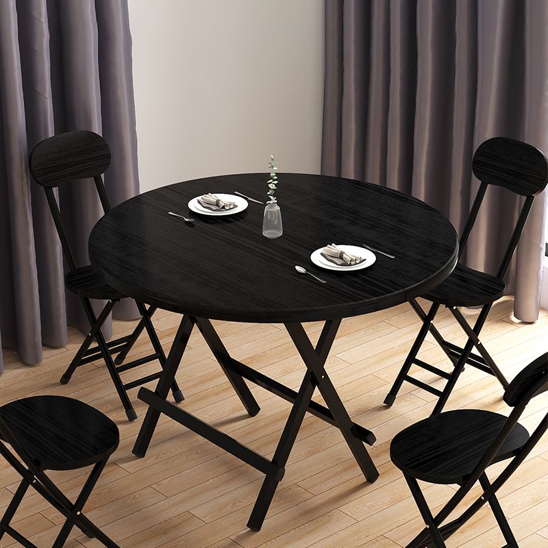 Contemporary Solid Wood Top Dining Room Set with Round Foldable Table Dinette Set