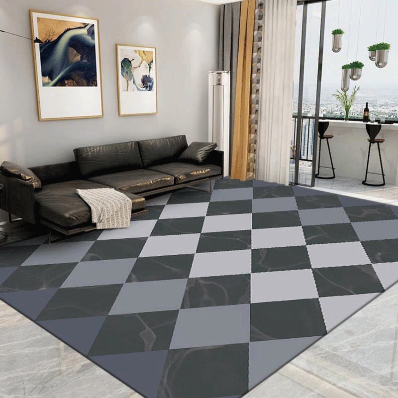Modern Indoor Rug Geometric Contrast Panel Rug Polyester Non-Slip Area Carpet for Living Room