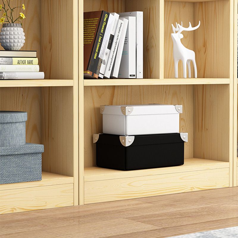 Scandinavian Solid Wood Cubby Storage Bookcase with Closed Back in Natural