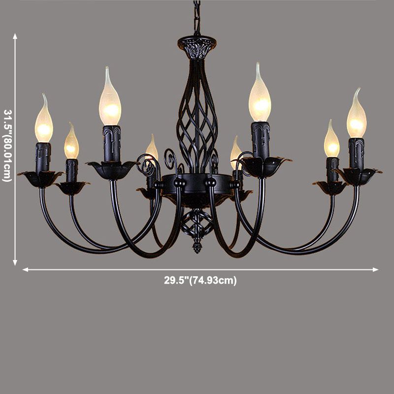 Classic American Minimalism Hanging Chandelier Light Metal Hanging Lamp Kit in Black Finish