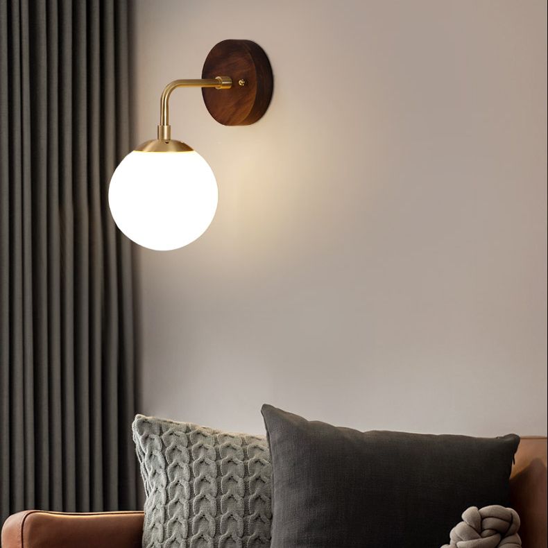Holzkugel Wandleuchte moderne Stil 1 Licht Wandbeleuchtung Armaturen