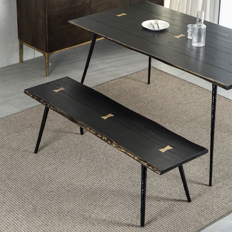 Dining Room Dinner Kitchen Table Black Frame Solid Wood Dining Table