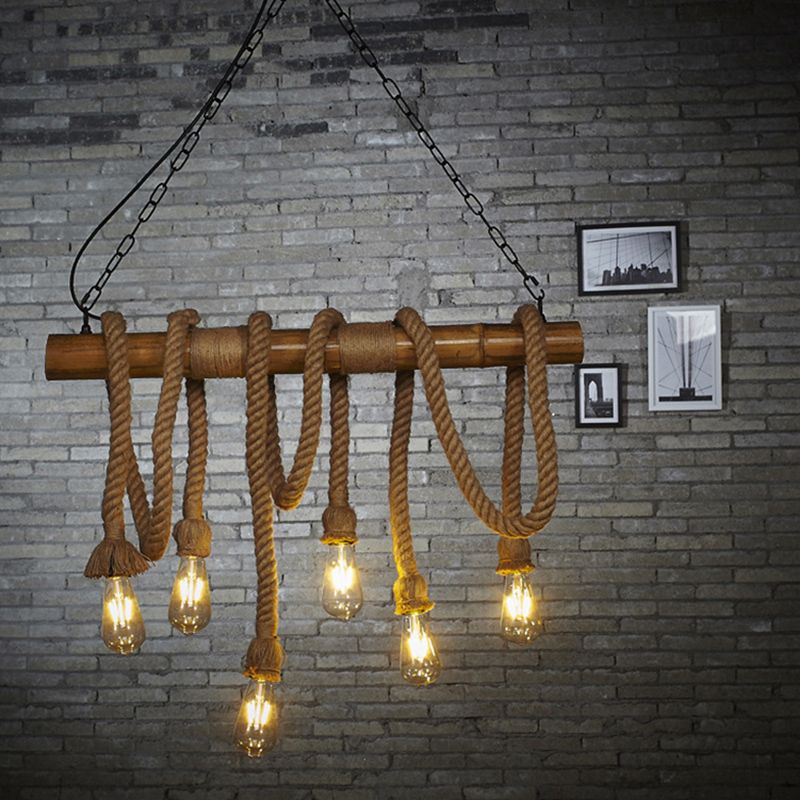 Industrial Style Island Lights Metal 3/6/8 Lights Pendant Light in Brown