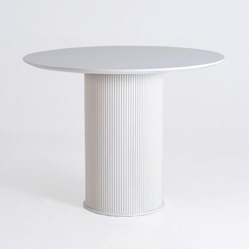 Round Top Dining Table Contemporary Table with Pedestal Base in White