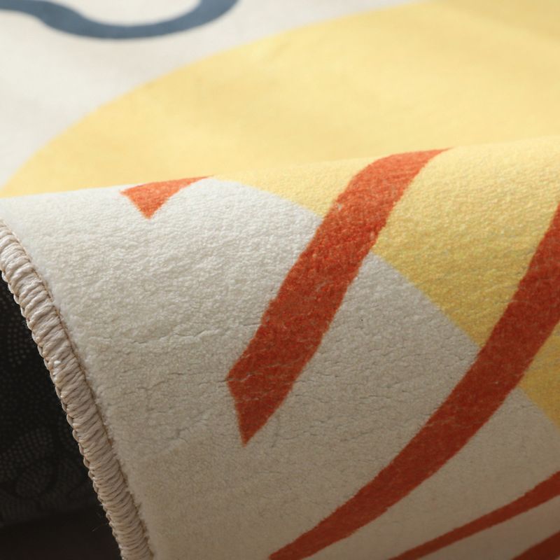 Black Color Block Rug Polyester Modern  Rug Washable Rug for Living Room