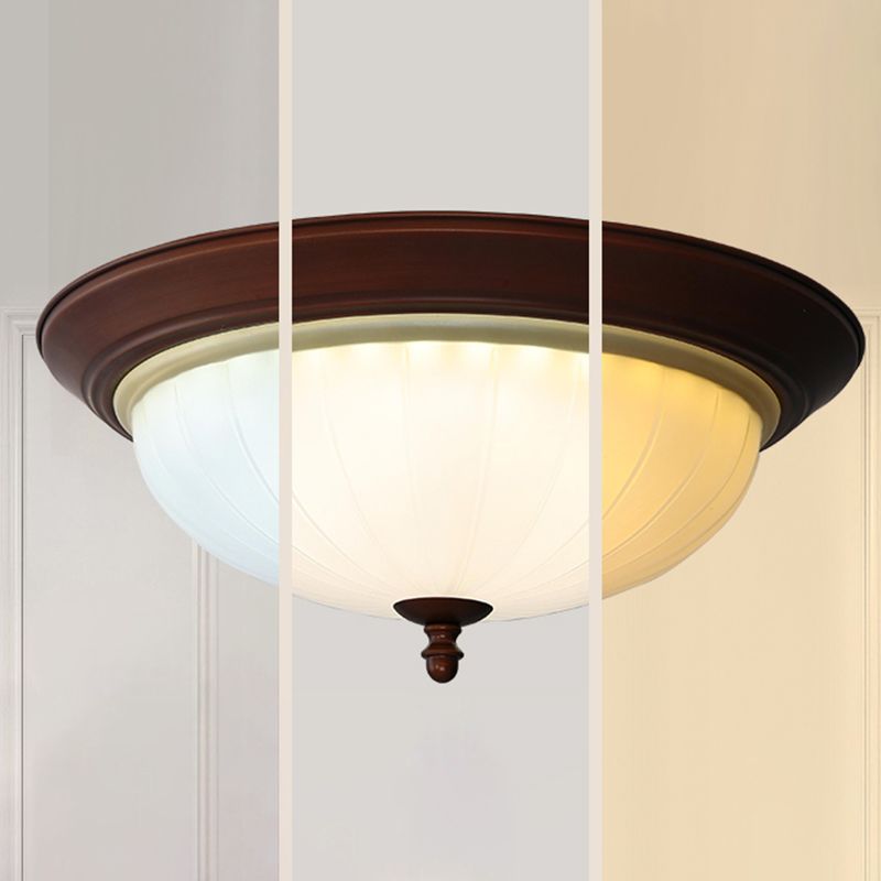 American Style Ceiling Light Dome Shape Ceiling Lamp with Glass Shade for Bedroom