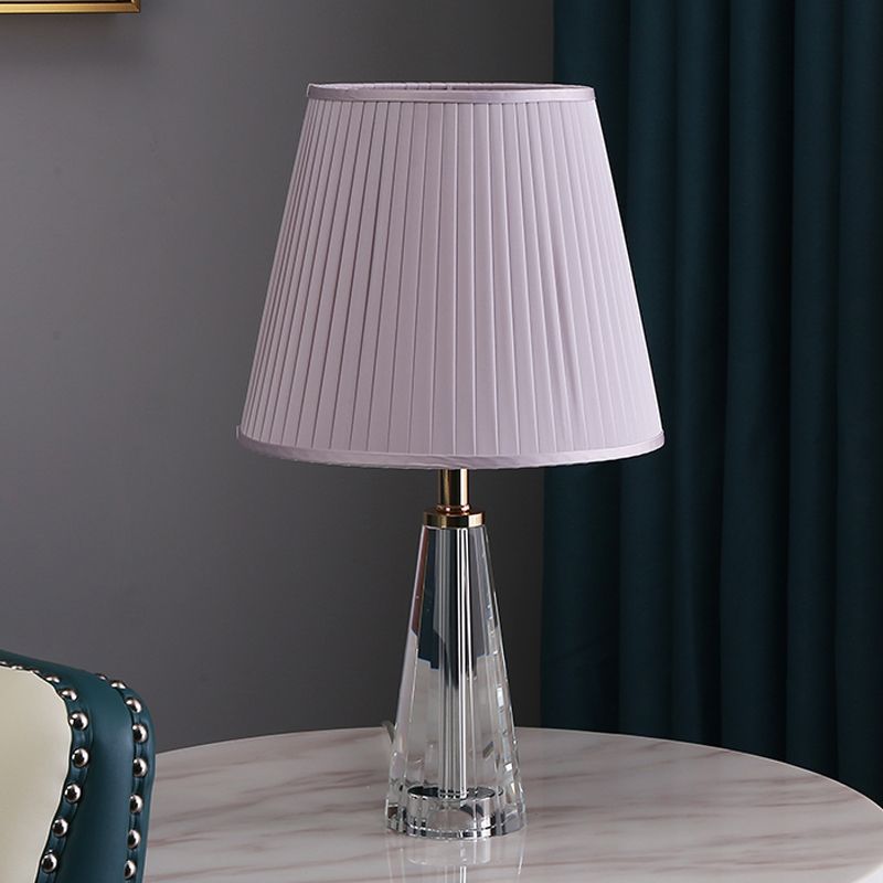 1 Light Light Desk conico Minimalismo Lampada a cristallo chiaro in grigio/rosa/blu con tonalità pieghettata