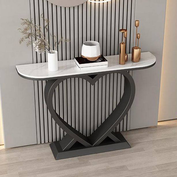 Half Moon Contemporary Console Accent Table Antique Finish Console Sofa Table