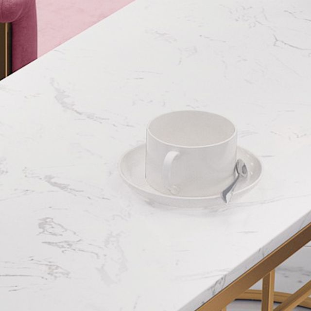 White Stone Bar Table Traditional Luxury Bar Table with Gold Base