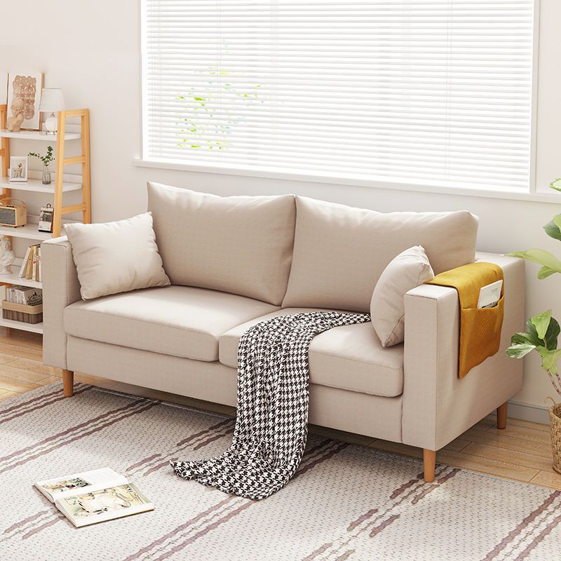Modern Cushions Standard Square Arm Living Room Linen Stationary Sofa