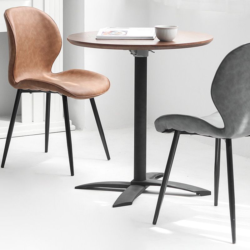 Modern Pedestal Wooden Coffee Table Round Top Shape Folding Cocktail Table