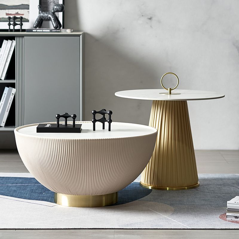 Round Slate Coffee Cocktail Table Abstract Coffee or End Table