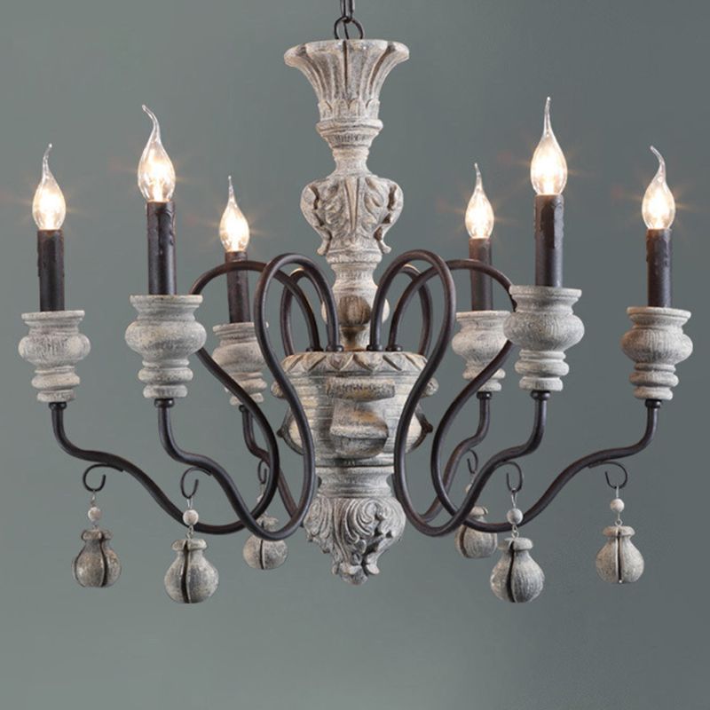 American Vintage Candelabra Resin Kroonluchter metaal Gooseneck arm Suspensie Verlichtingsarmatuur voor woonkamer