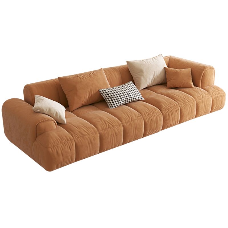 Velvet Round Arm Sectionals 24.8"High Tight Back Sofa with 4 Pillows