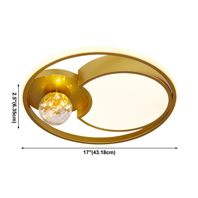 Metal Circle Ceiling Lighting Nordic Style LED Gold Close to Ceiling Lamp