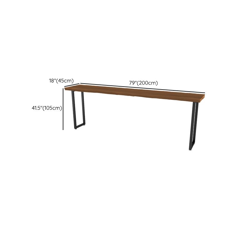 Rectangular Bar Height Table Black Legs and Metal Base Bistro Bar Table for Dining Room