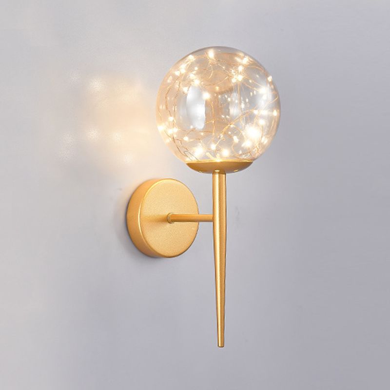 Nordic Style Simplicity Indoor Wall Lamp LED Light String Glass Ball Sconce Lights with Metal Lamp Post