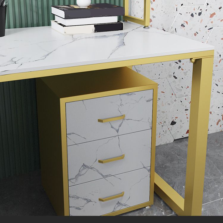 Glam Style Office Desk L-Shape Office and Study Room Writing Desk