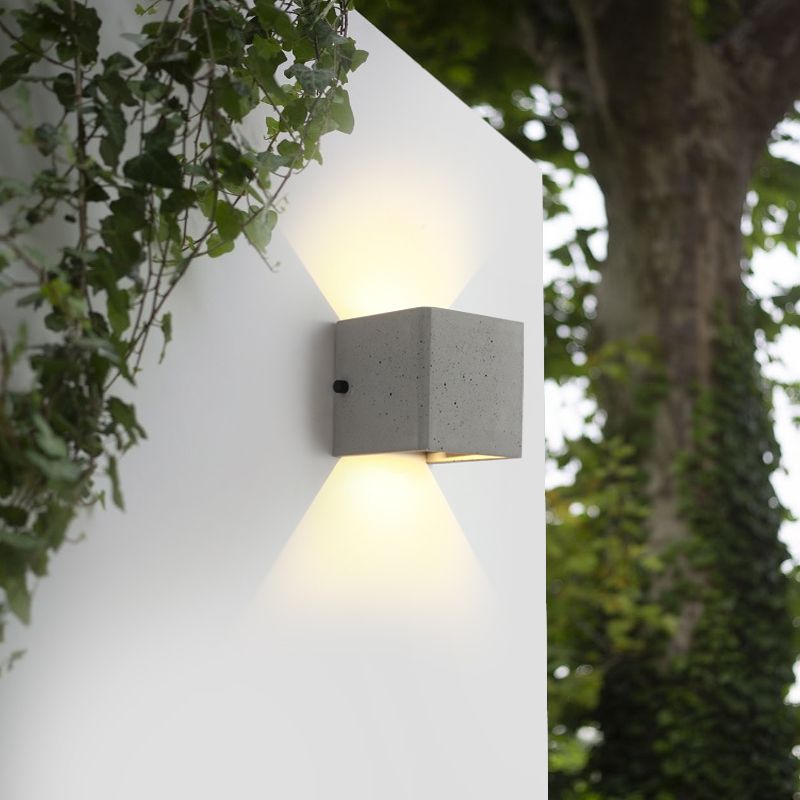 Industrial Cement Wall Light Cube Single Light Wall Sconce in Grey for Bedroom
