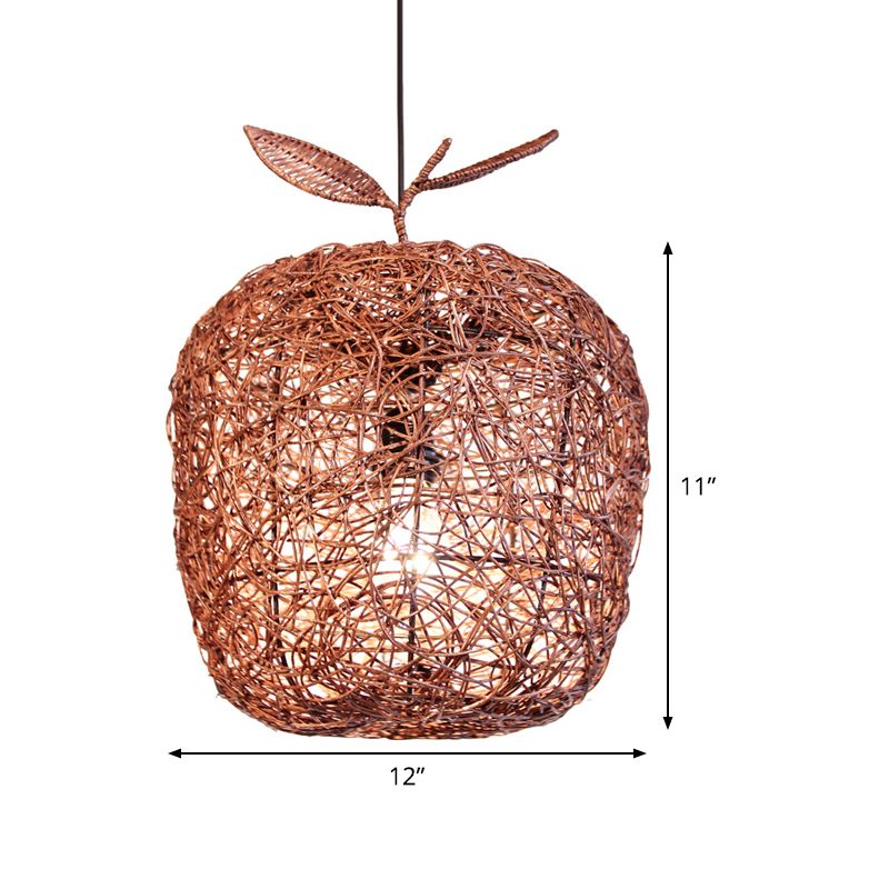 Lámpara colgante de manzana marrón chino 1 cabezal de techo de techo de techo para comedor para comedor
