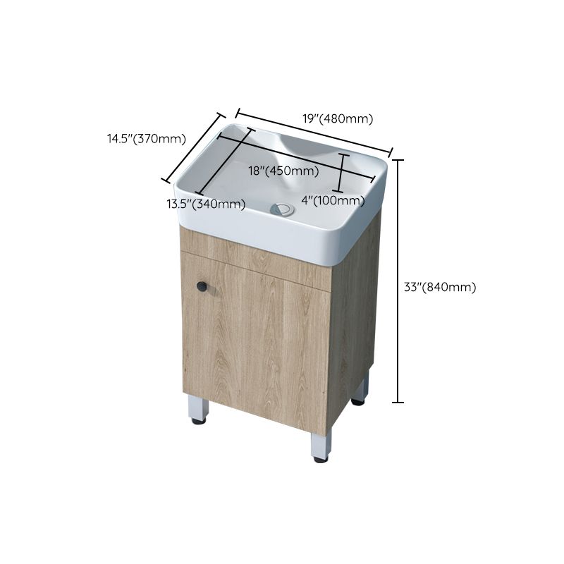 Mirror Vanity Wood Freestanding Rectangle 2 Doors Bathroom Vanity with Single Sink