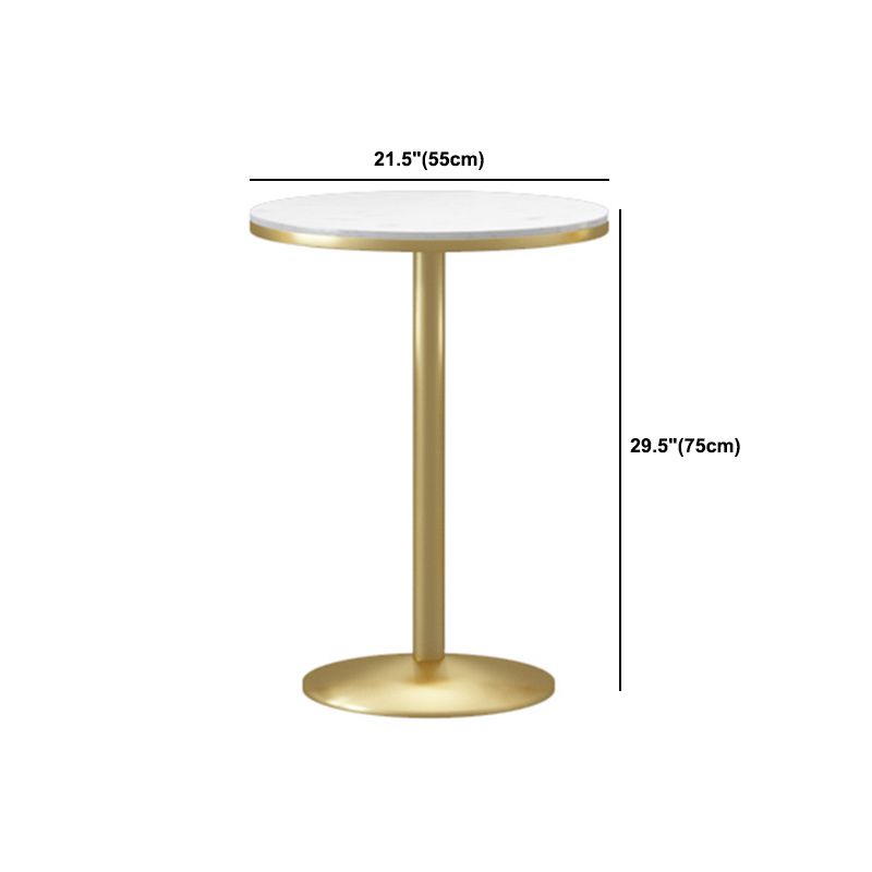 Faux Marble Pub Table Glam White Cocktail Bar Table with Metal Pedestal