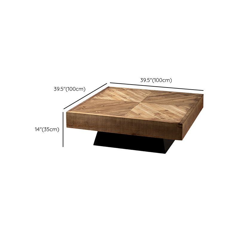 Scandinavian Block Coffee Cocktail Table in Pine Wood Square Shape