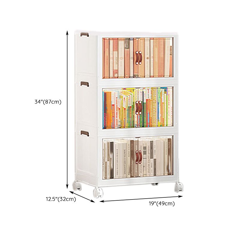 Contemporary Plastic Book Shelf Freestanding Standard Kids Bookshelf in White