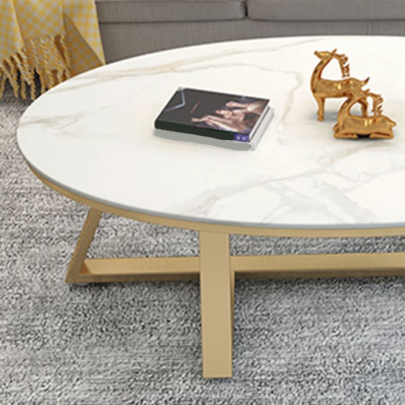 Contemporary Coffee Table Oval Single Stone Coffee Cocktail Table