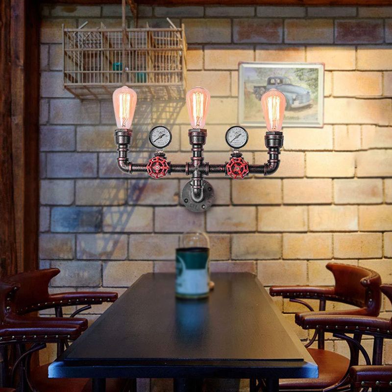 Rust Industrial Metal Wall Sconce Pipe Shape Wall Light for Living Room