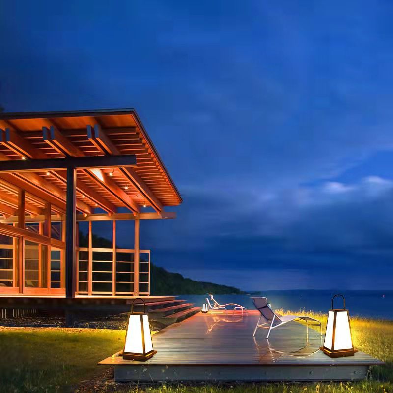 Modern Metal Solar Pillar Lamp Black Outdoor Waterproof Light