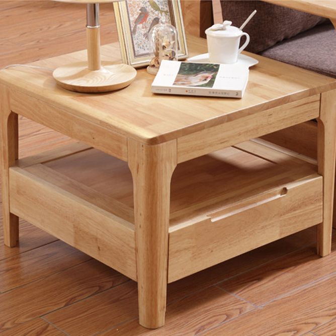 Modern 23.62" Wide End Table Sqaure 4 Legs Side Table with 1 Drawer