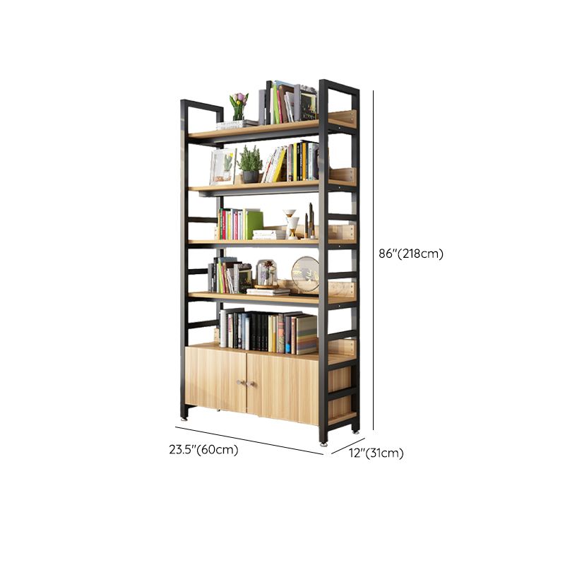 Modern Open Storage Shelf Bookcase with Cabinets for Home Office