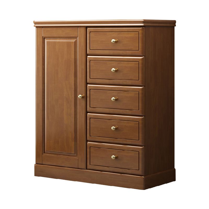Rubberwood Accent Chest with1 - Door and Drawer, Bar Pulls Chest