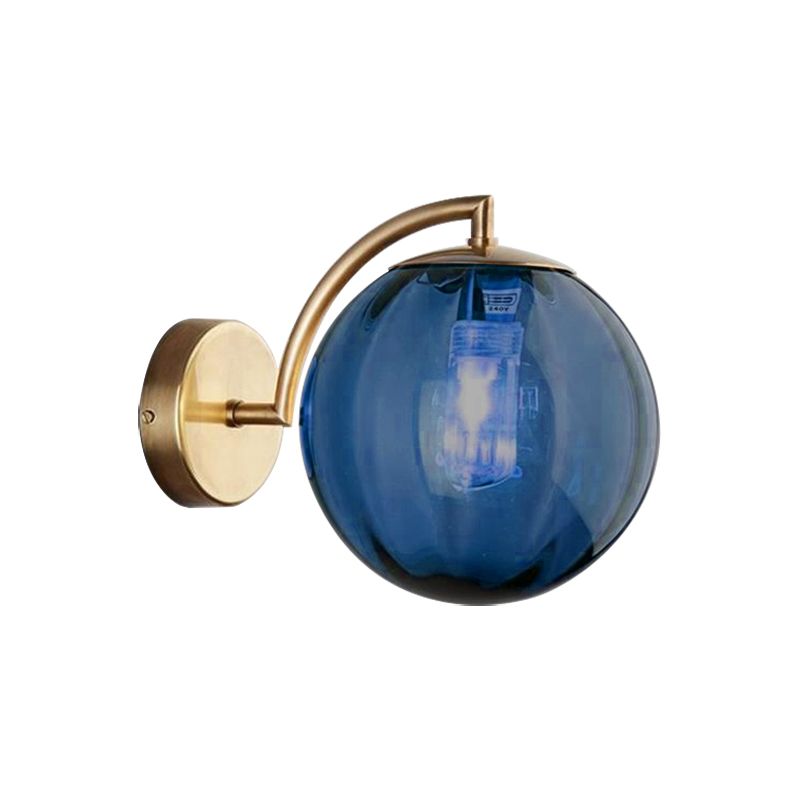 Postmodernistisch koper gewapende bal sconce lamp rood/blauw/barnsteen glas met een enkele lichtwandverlichting