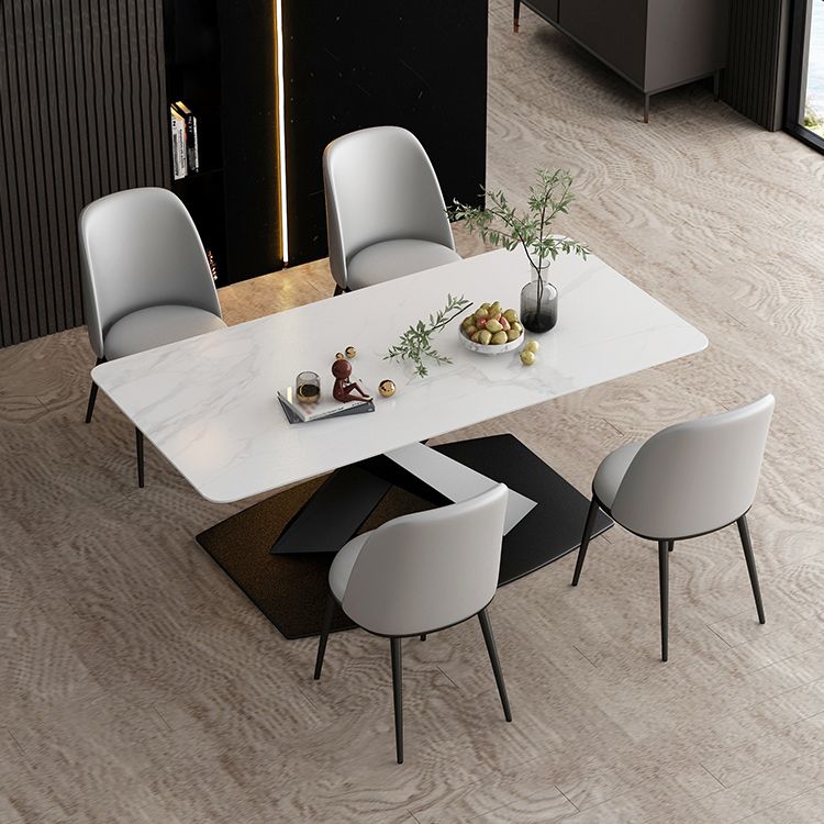 Modern Rectangle Dinette Set 1/2/5/7 Pieces Dining Table Set with Sintered Stone Top