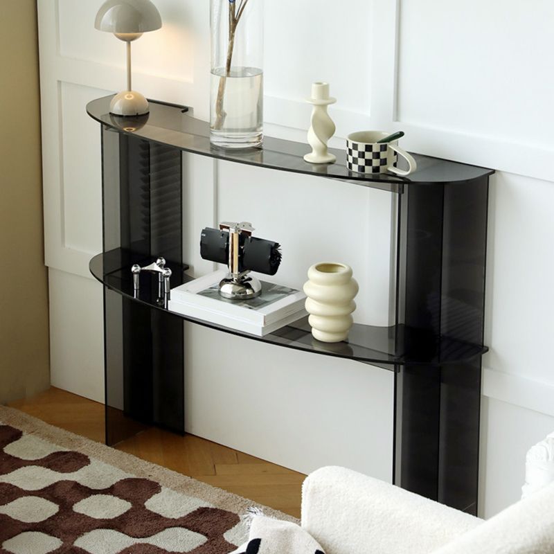 Contemporary Acrylic Console Accent Table with 2 Shelves for Hall