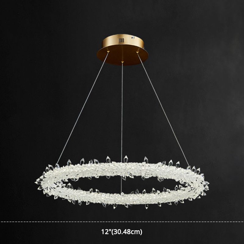 Suspension à LED circulaire moderne minimaliste en cristal clair salon de plafond suspendu