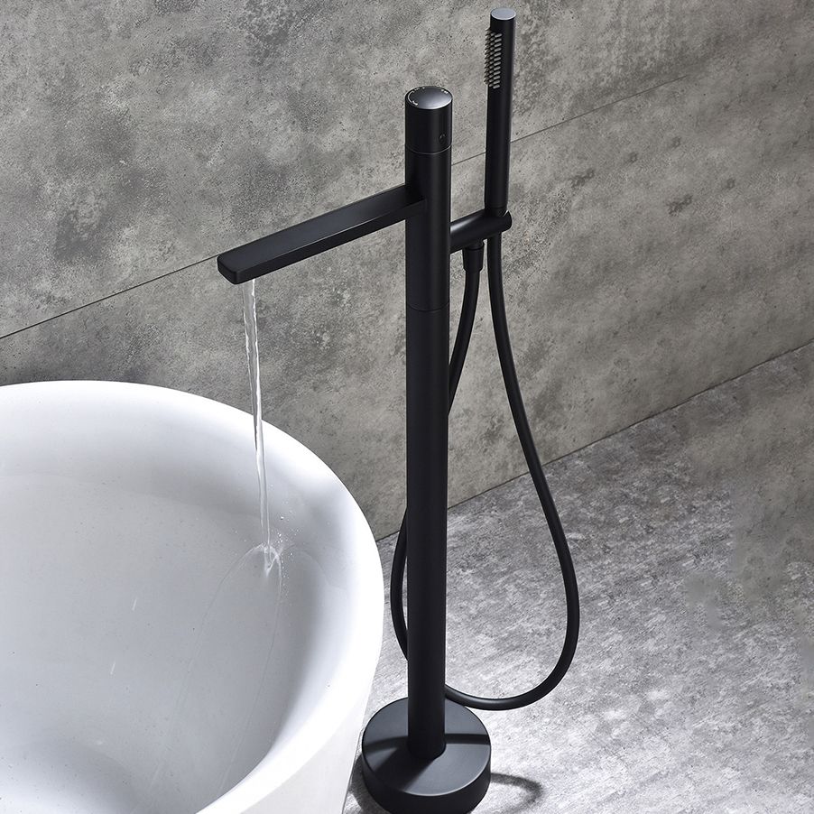 Contemporary Floor Mounted Copper Freestanding Tub Filler High Arc Tub Filler Trim