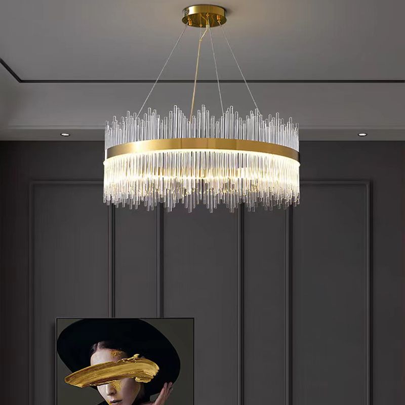 Crystal Hanging Lamp Fixture Modern Style Pendant Lamp for Living Room