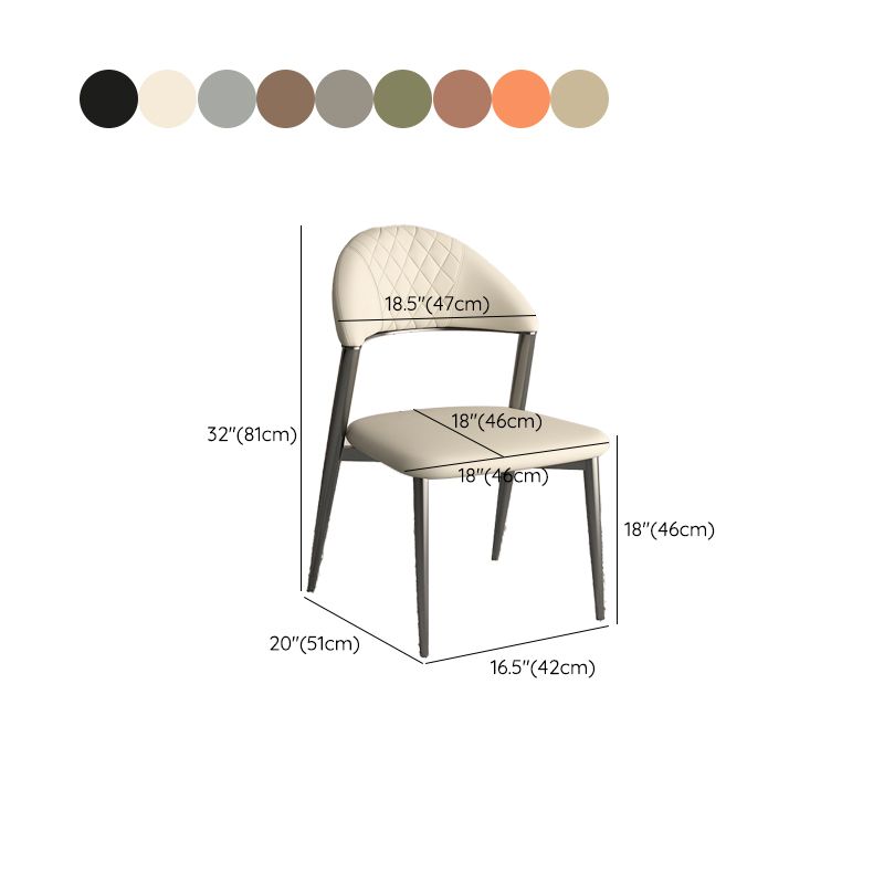 Faux Leather Dining Chairs Nordic Style Open Back Armless Chair for Dining Room