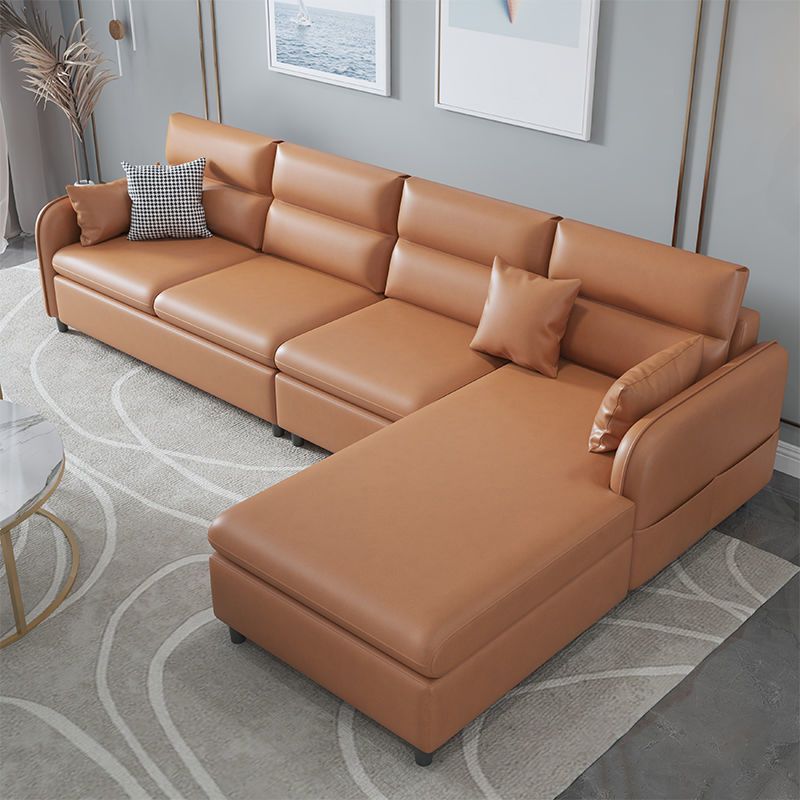 Multicolor Choice Imitation Leather Sofa Bed Embedded Armrest with Pillow Back Sofa