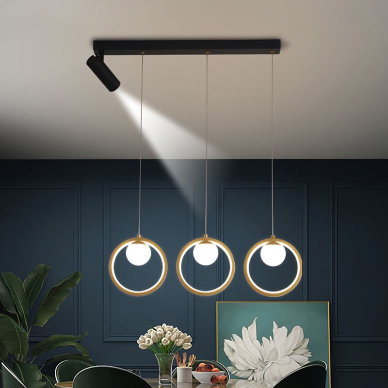 Contemporánea LED PIEL PIELLA Luz de la isla Black Circle Light con sombra de metal