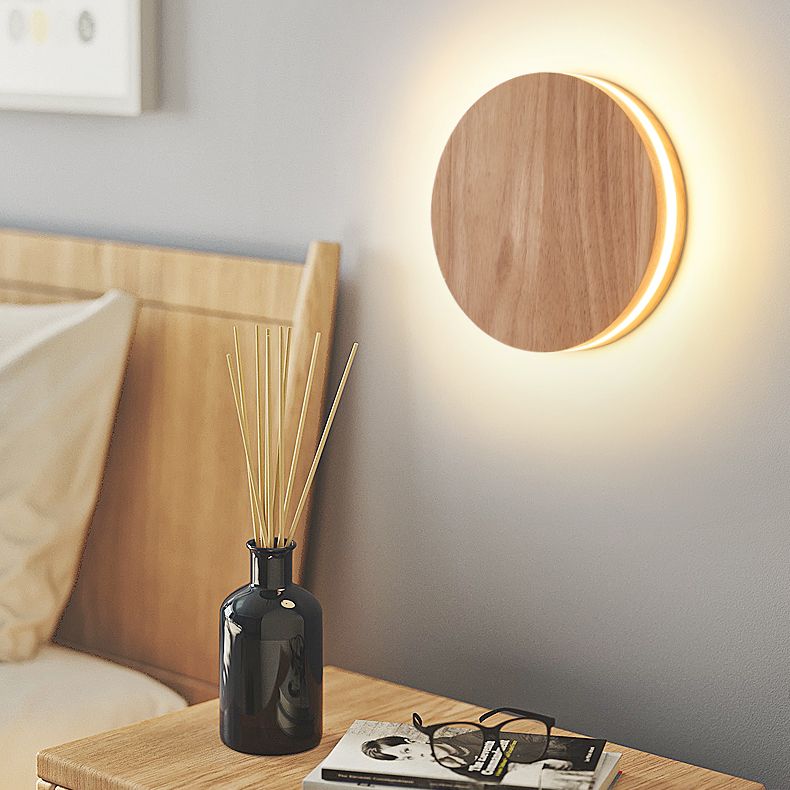 Modern Wall Sconce, illuminazione montata in legno giapponese a 1 luce per camera da letto