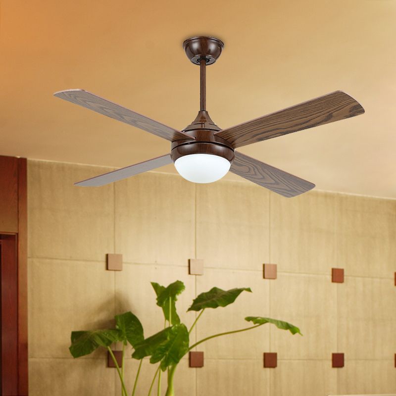 Brown LED Semi Flushmount Traditional Metallic Onion 4 Bois Breades Ventilateur de plafond pour le salon, 45 "de large
