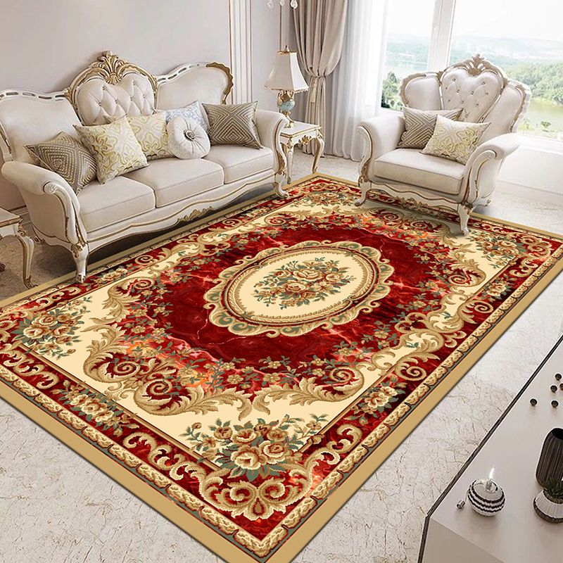 Classical Flower Print Rug Gorgeous Trendy Area Rug Anti-Slip Backing Carpet for Living Room