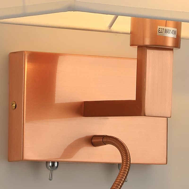 Rectangle Fabric Shade Wall Sconce in Pink Iron Wall Lighting Fixture