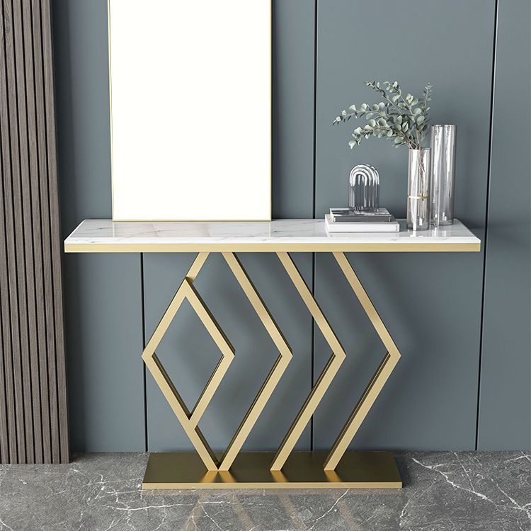 Contemporary Marble Console Sofa Table Rectangle Iron End Table for Hall