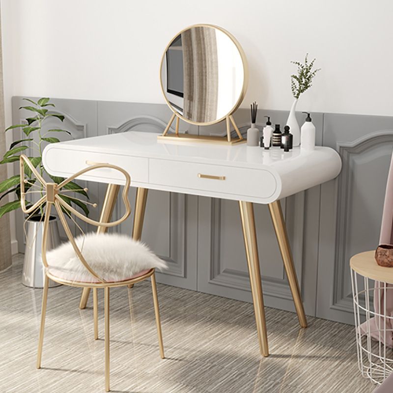 White Gold Makeup Counter with Drawer 15.74" Wide Glam Vanity Tables for Bedroom